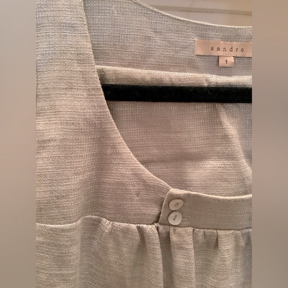 Sandro Paris 100% Silver Linen Evening Babydoll Dress, size 1 (2-6), worn once. - Picture 11 of 14